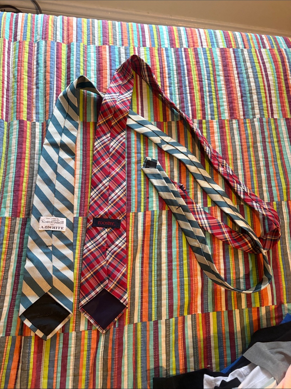 2- silk tie lot rooster Robert Talbot for a.0.white